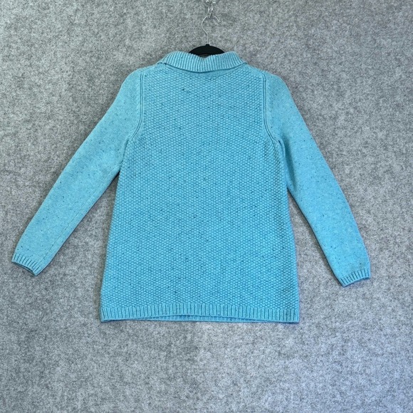 Talbots Turtleneck Sweater Womens Medium Teal Confetti Knit Button Side Cozy - Picture 3 of 10